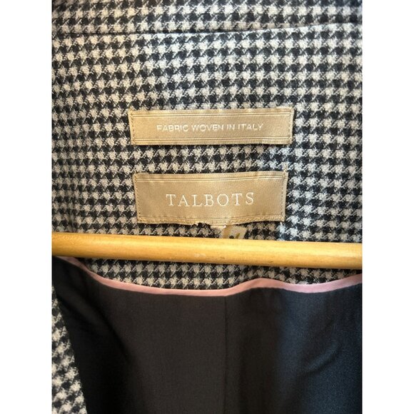 Talbots Plus Sz Black White Wool Houndstooth Blazer Single Button Preppy Classic - Picture 3 of 7